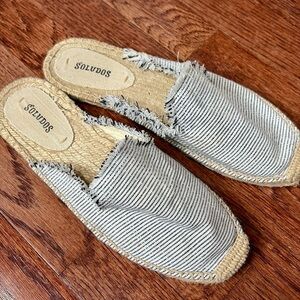 Soludos Black and White Striped Espadrilles
